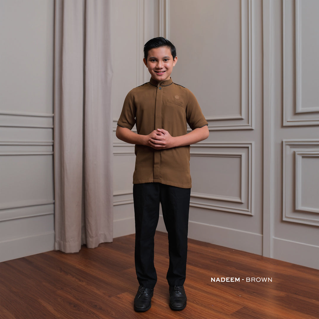 Gerai Hawa - Nadeem Kemeja Koko Anak Laki-Laki Lengan Pendek Premium  - Tanaric Privé - Madah Samudra - Eid Collection